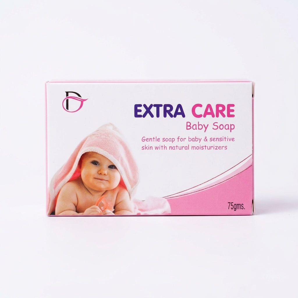 Extra Care Baby Soap 75g box on a plain white background