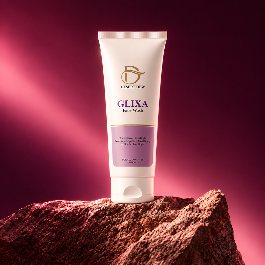 Glixa face wash on a stone