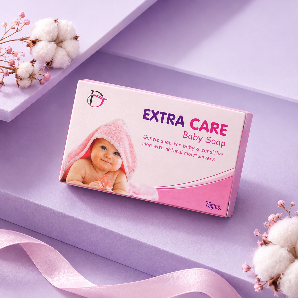 Extra Care Baby Soap in a pastel floral setting
